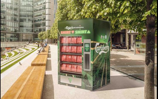 Carlsberg vending machine substitutes your work shirt for an England shirt image