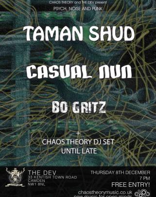 Chaos Theory end of year party: Taman Shud, Casual Nun, Bo Gritz + Chaos Theory DJ image