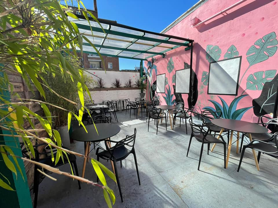 Beer garden, mural by Beryl Brewis