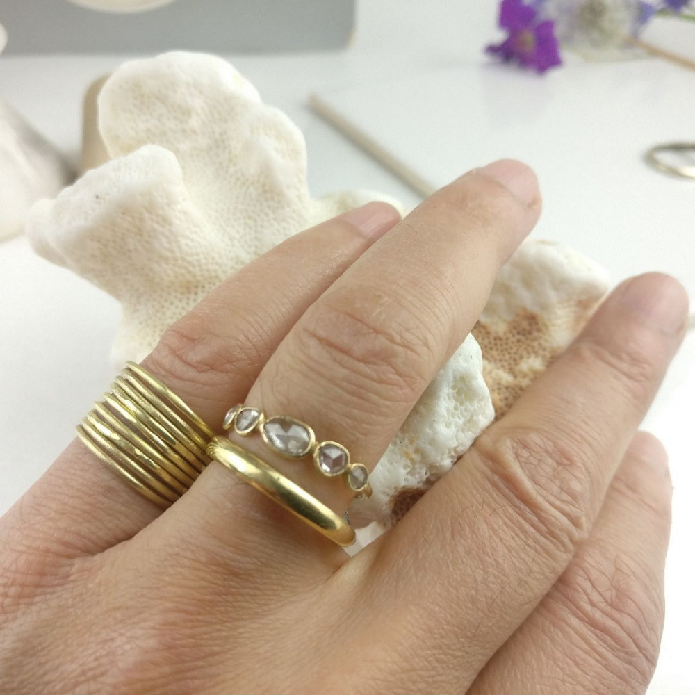 18ct minimalist gold stacking rings by Catherine Marche