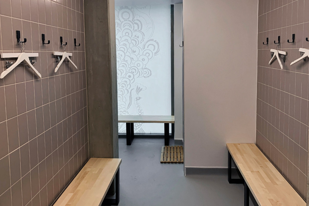 Changing room facilities at Nine Elms studio.