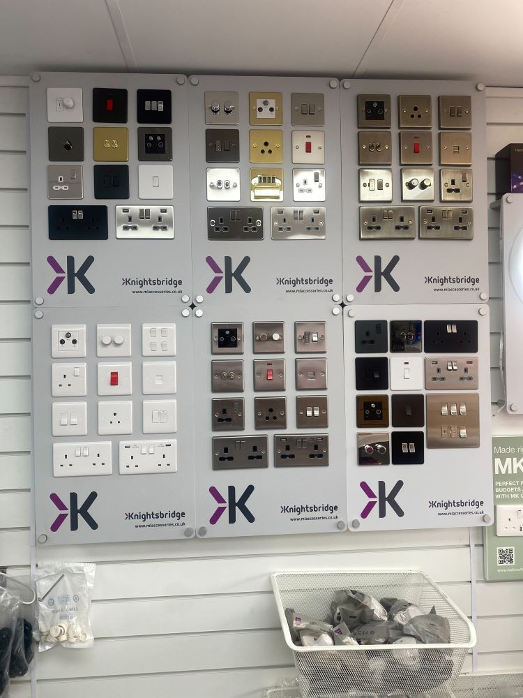 switches and sockets in a  range of colours