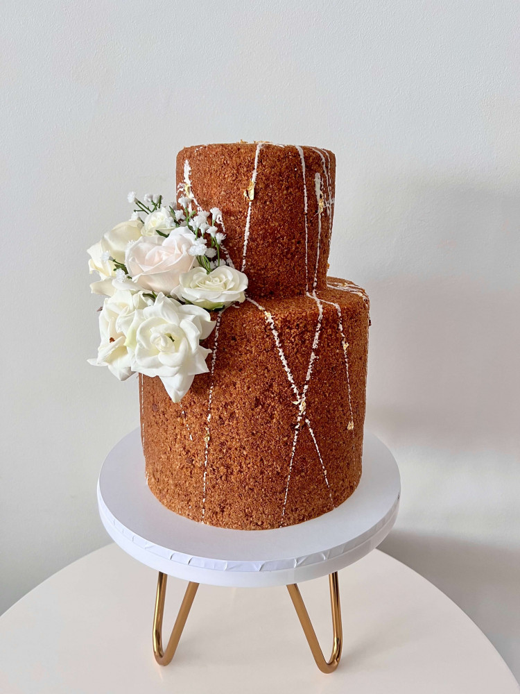 Tiered Russian honey cake wedding cake