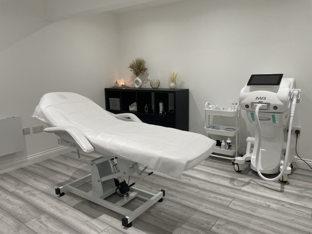 Our spacious and relaxing laser hair removal room.
