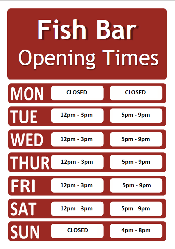 Opening Times - updated Sept 2023