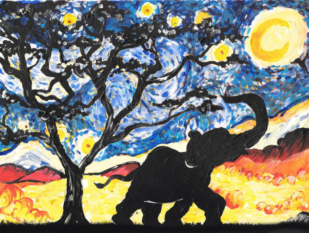 PopUp Painting: Paint Starry Night Elephant image