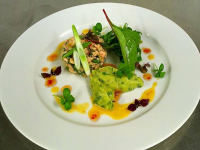 Salmon Tartare served with avocado 