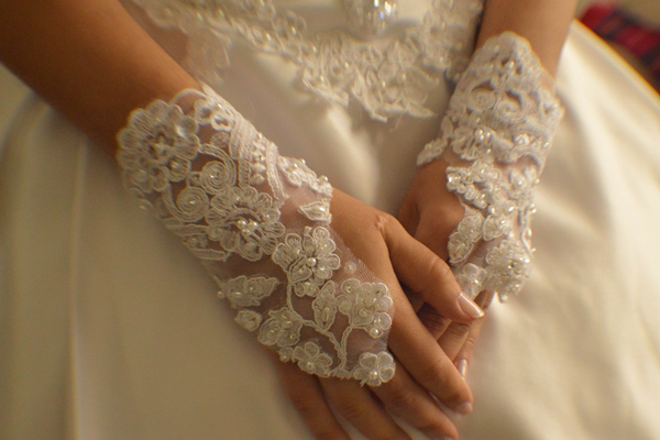Embroidered bride's hand decoratio