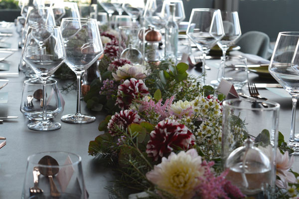 Floral table runner for a dinner pa