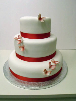 Red Butterfly wedding cake