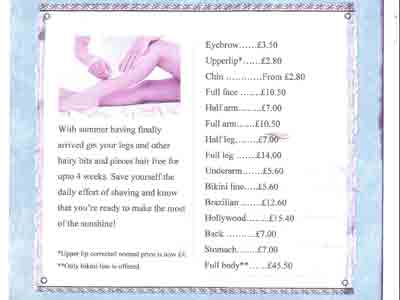 Summer offer price list