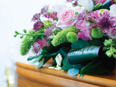 Coffin and Flowers