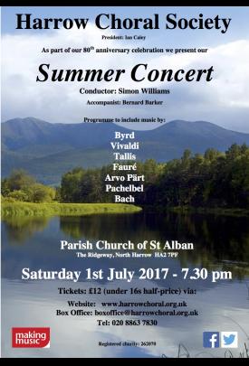 Harrow Choral Society's Summer Concert image