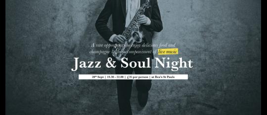 Jazz & Soul Night - Live Music at Bea’s St Paul’s + Afternoon Tea with glass of Champagne! image