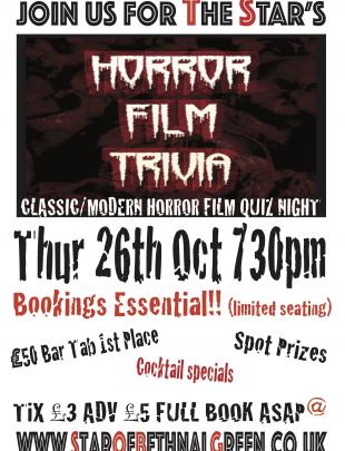 Halloween Horror Film Quiz Night in East London image