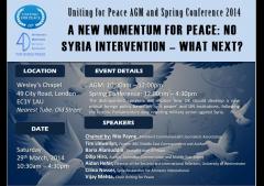 Invitation To Spring Conference - A New Momentum For Peace: No Syria Intervention - What Next? image