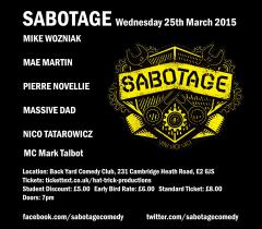 Sabotage (BBC R4 Extra) Live Comedy Night image