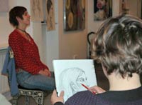 Drawing classes in contemporary art gallery in Notting Hill image