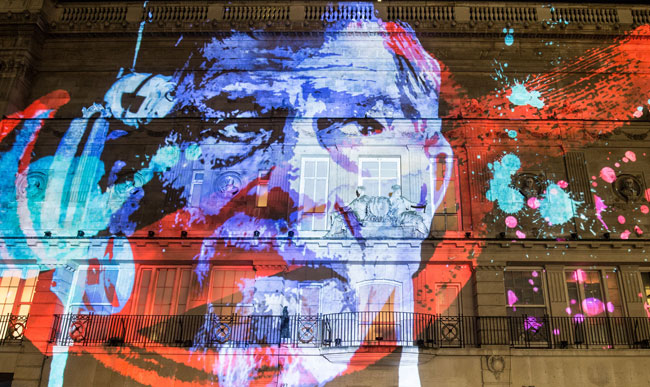 Icons and National Treasures are projected on to buildings