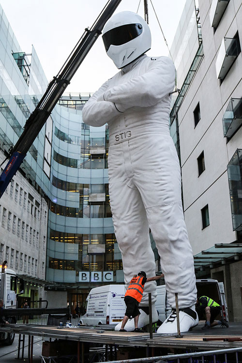 Mega Stig being moved into place