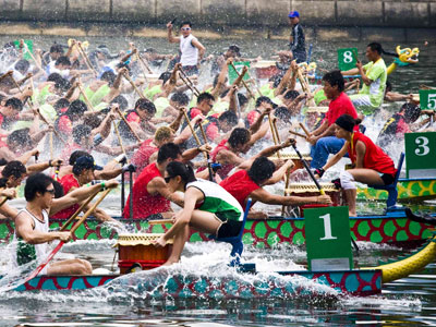 Row a dragon boat image