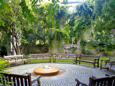 Sit in an otherworldly garden image
