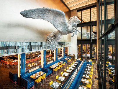 Dine beneath a 24 foot-crystal Pegasus image