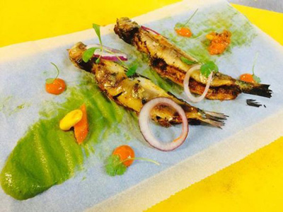 Charcoal grilled marinated sardines