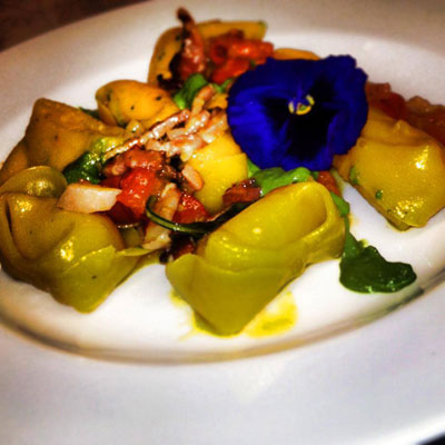 Pumpkin Tortellni with basil & pest
