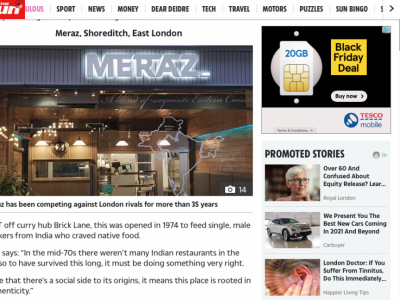 Meraz listed as one of Nick Nairn's top 12 Indian restaurants image