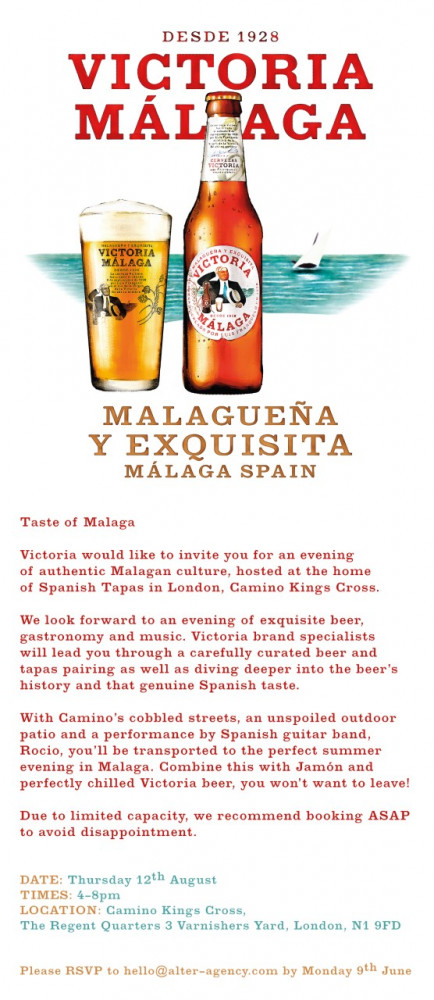 Victoria launches at Camino Kings Cross with a 'Taste of Malaga' image