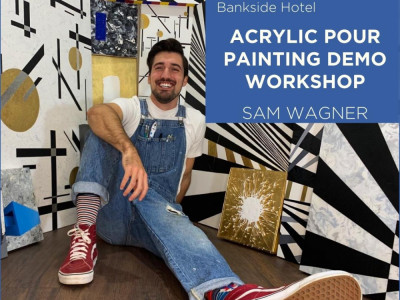 Acrylic pour painting demo with artist in residence Sam Wagner image