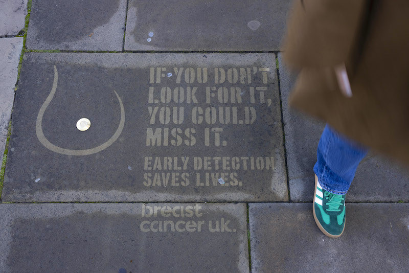 BREAST CANCER UK TURNS PAVEMENTS INTO POWERFUL REMINDERS TO CHECK YOUR BREASTS image